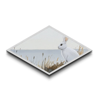 Small Owl Feather Print, Nature Watercolor Painting Wall Art, Diamond Shaped Canvas Texture Print, Whimsy Wall Art