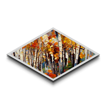 Diamond Shaped Large Birch Trees Canvas Print Boho Wall Decor Autumn Birch Forest  Art Silver Birch Trees Wall Decor Wall Art Fall