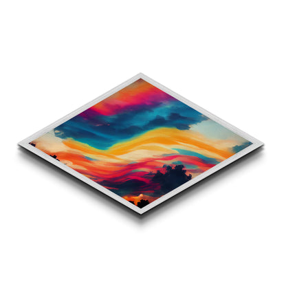 Technicolor Sky Dream Diamond Shaped Canvas Art Print abstract vibrant swirling clouds sunset landscape surreal wall decor gift