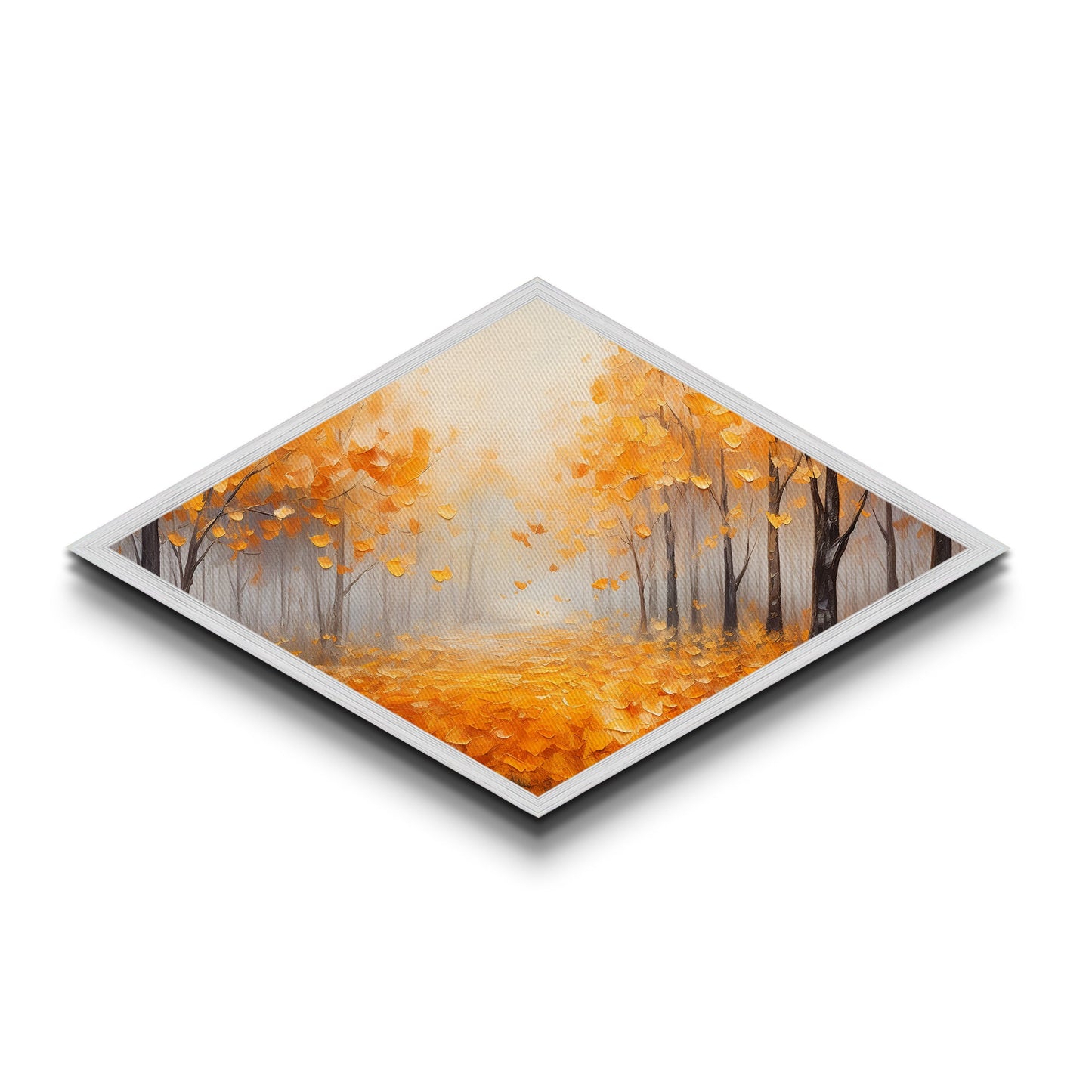 Diamond Shaped Coastal Breeze Scene Canvas Art Print Beach Ocean Seascape Wall Decor Nautical Home Accent with Soaring Seagulls