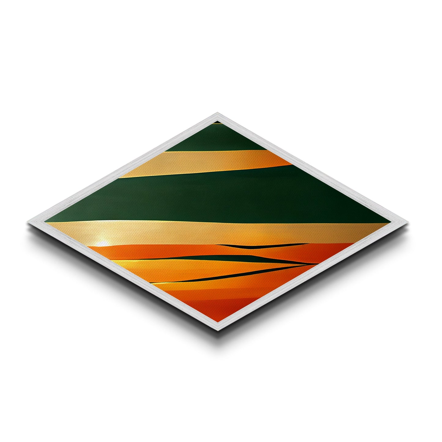 Diamond Shaped Desert Layers — Abstract Minimalist Landscape Canvas Art Print, Bold Sunset Palette Wall Decor, Modern Art Gift