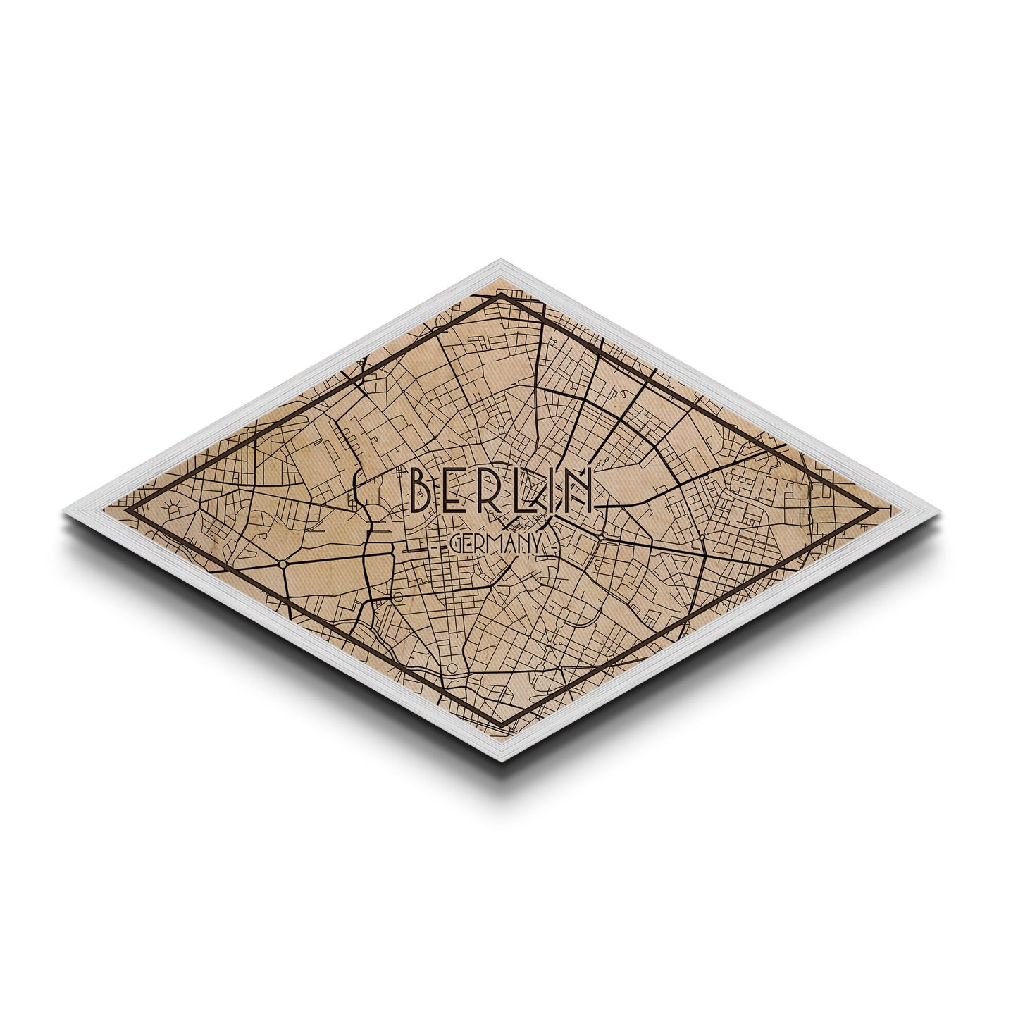 Berlin - Germany Diamond Shaped City Map, Custom Diamond Shaped Wall Art, City Map Canvas