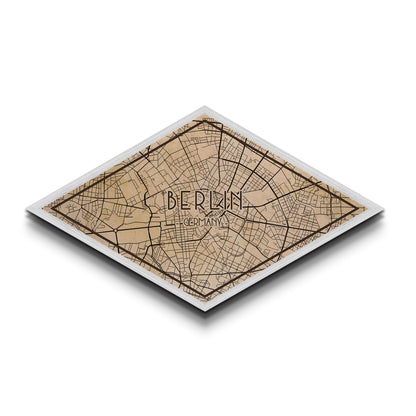 Berlin - Germany Diamond Shaped City Map, Custom Diamond Shaped Wall Art, City Map Canvas