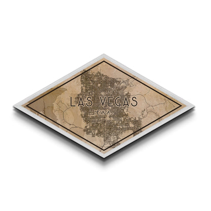 Las Vegas Diamond Shaped City Map, Custom Diamond Shaped Wall Art, City Map Canvas