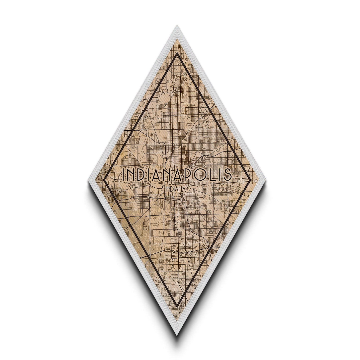 Indianapolis Diamond Shaped Travel Poster, Custom Diamond Shaped Wall Art, City Map Canvas