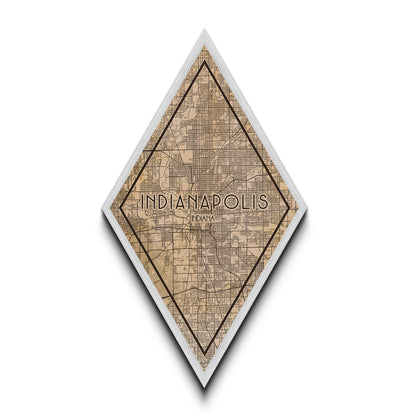 Indianapolis Diamond Shaped Travel Poster, Custom Diamond Shaped Wall Art, City Map Canvas