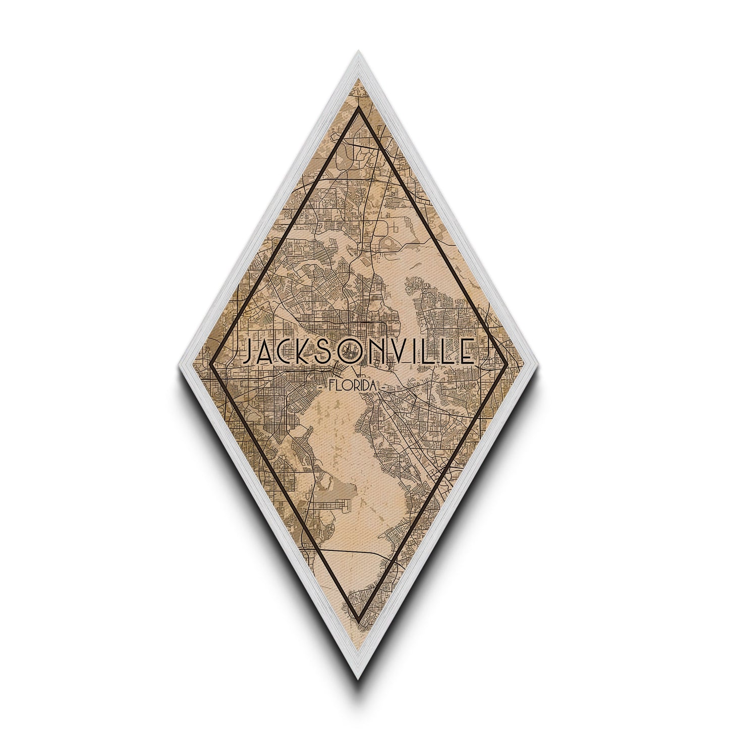 Jacksonville Diamond Shaped Travel Poster, Custom Diamond Shaped Wall Art, City Map Canvas