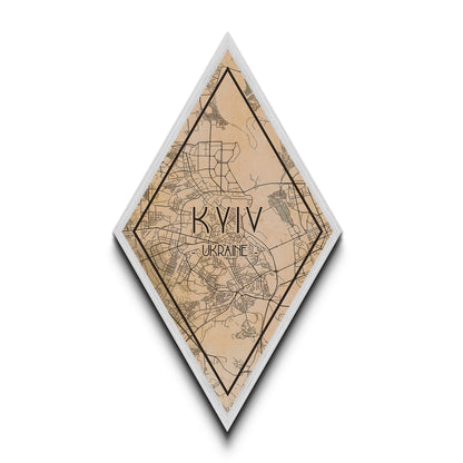 Kyiv - Ukraine Diamond Shaped Travel Poster, Custom Diamond Shaped Wall Art, City Map Canvas