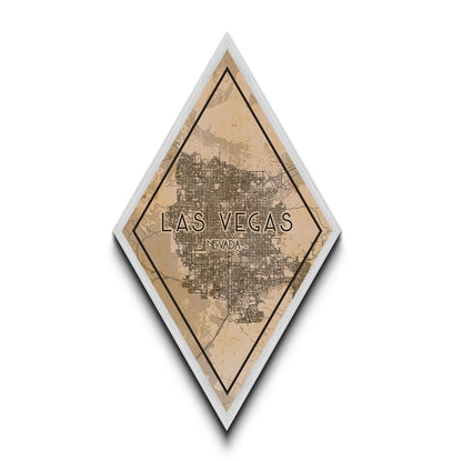 Las Vegas Diamond Shaped Travel Poster, Custom Diamond Shaped Wall Art, City Map Canvas