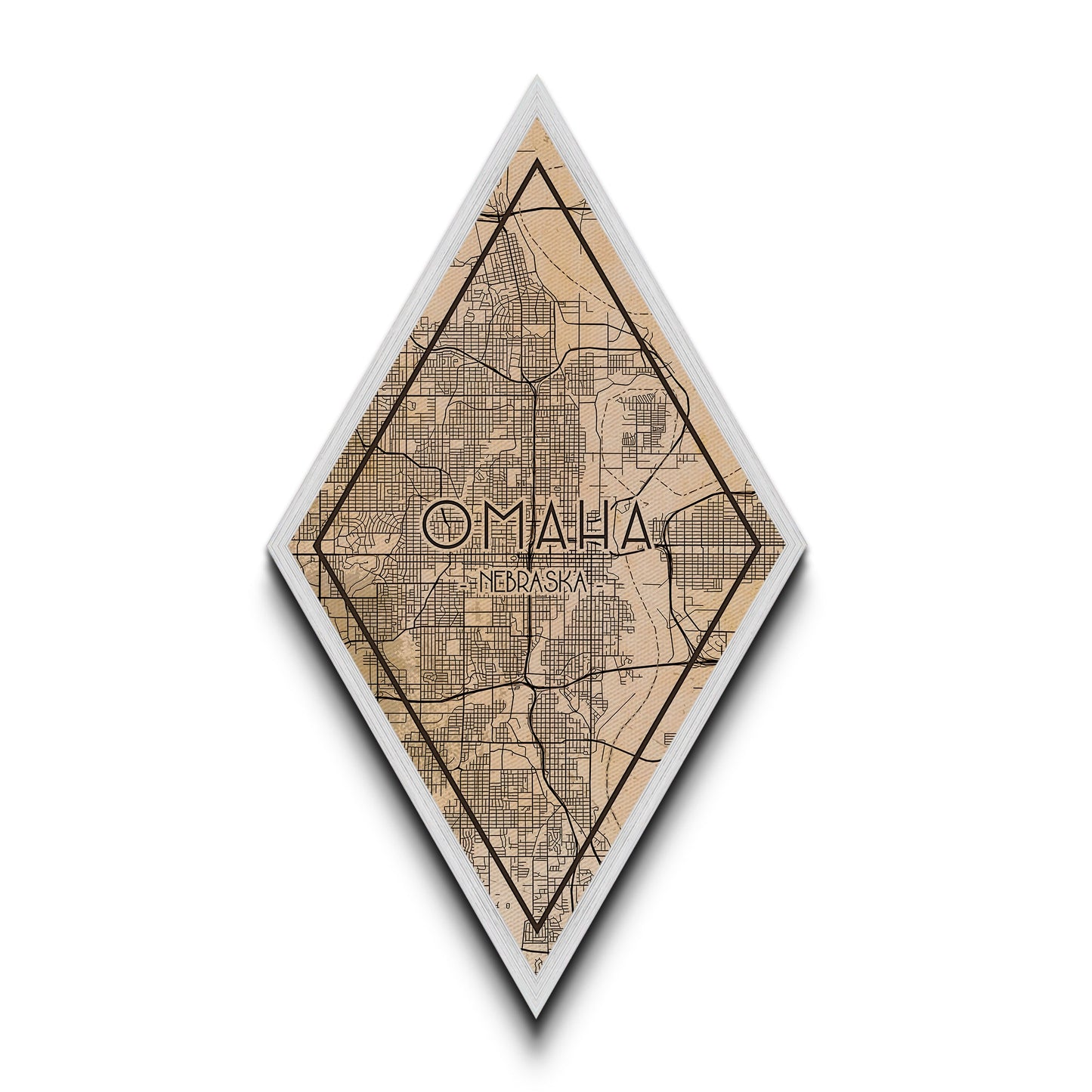 Omaha Diamond Shaped Travel Poster, Custom Diamond Shaped Wall Art, City Map Canvas