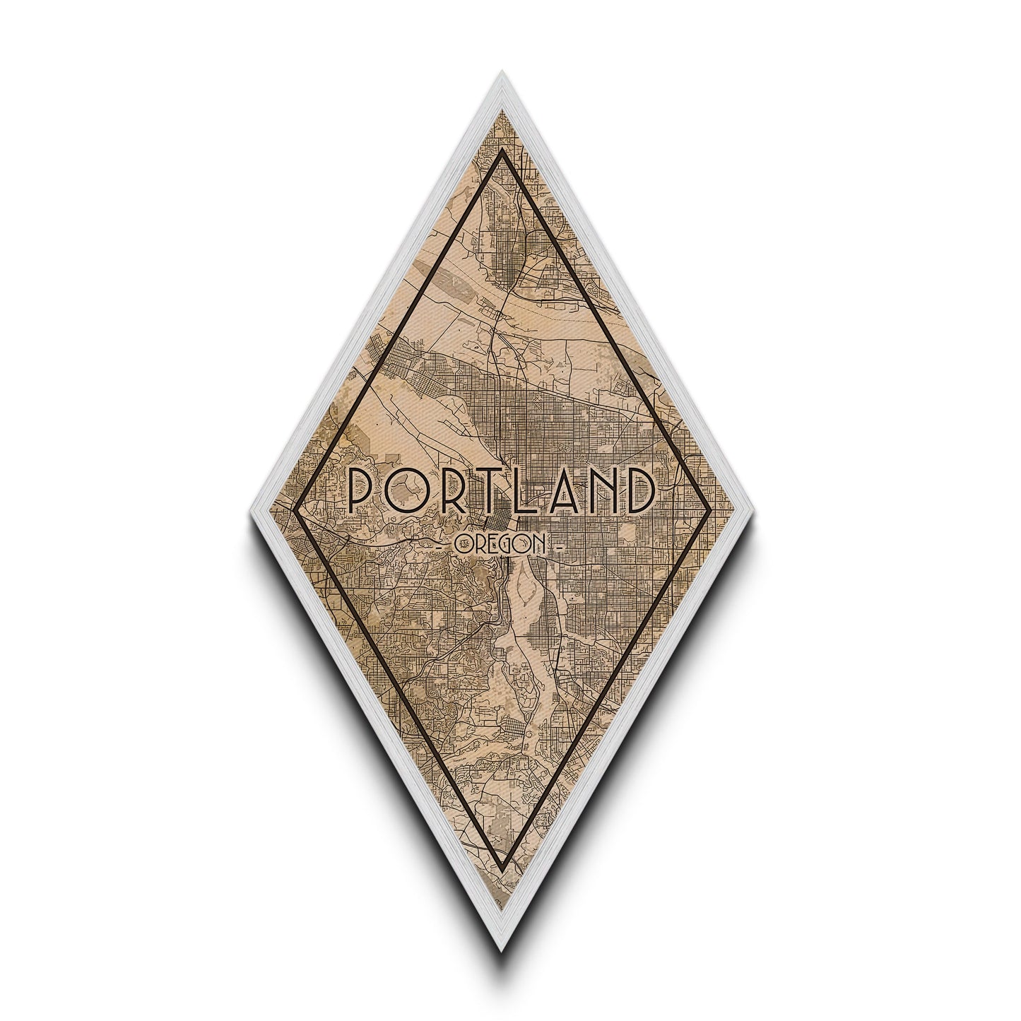 Portland Diamond Shaped Travel Poster, Custom Diamond Shaped Wall Art, City Map Canvas