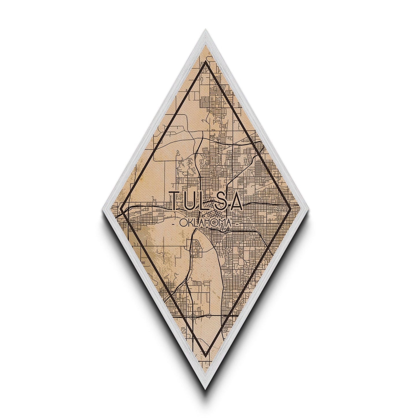Tulsa Diamond Shaped Travel Poster, Custom Diamond Shaped Wall Art, City Map Canvas