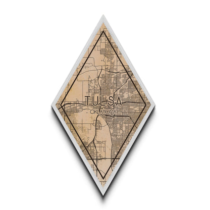 Tulsa Diamond Shaped Travel Poster, Custom Diamond Shaped Wall Art, City Map Canvas