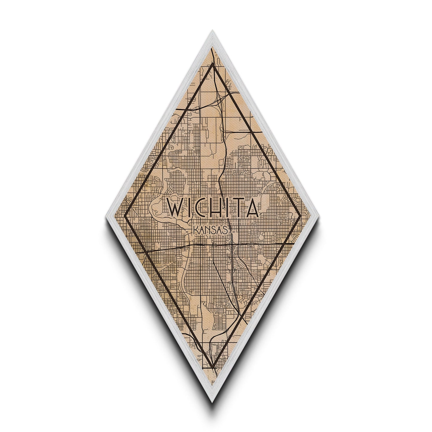 Wichita Diamond Shaped Travel Poster, Custom Diamond Shaped Wall Art, City Map Canvas
