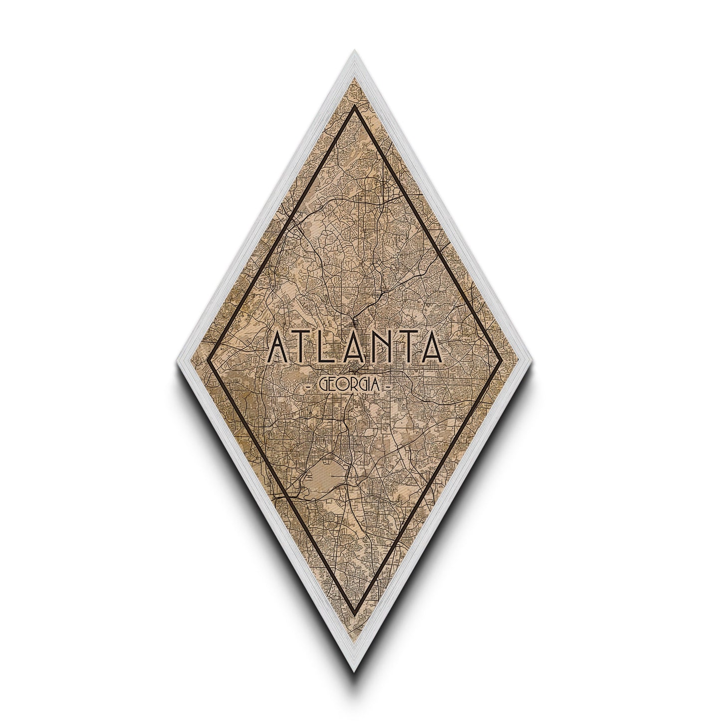 Atlanta Diamond Shaped Travel Poster, Custom Diamond Shaped Wall Art, City Map Canvas