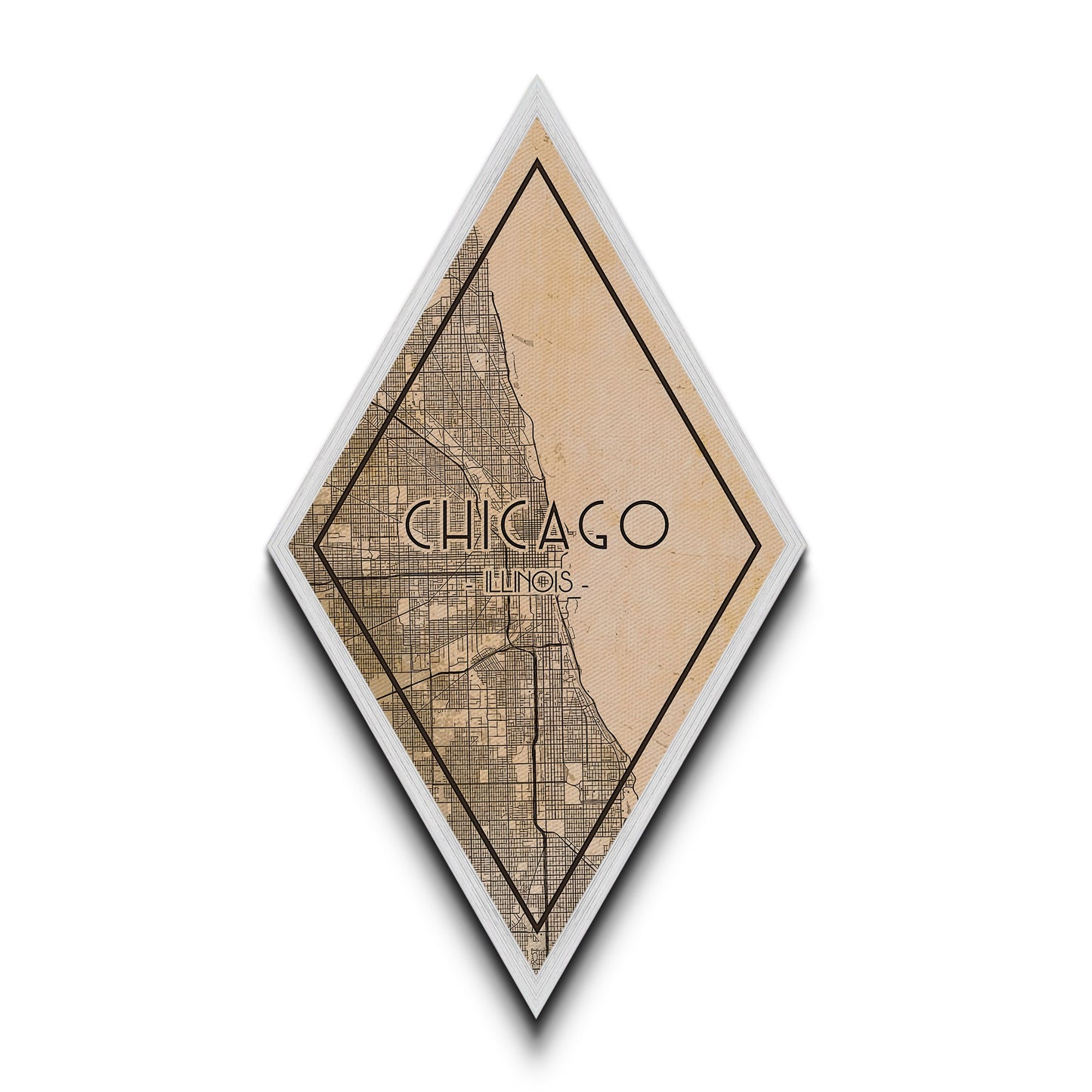 Chicago Diamond Shaped Travel Poster, Custom Diamond Shaped Wall Art, City Map Canvas