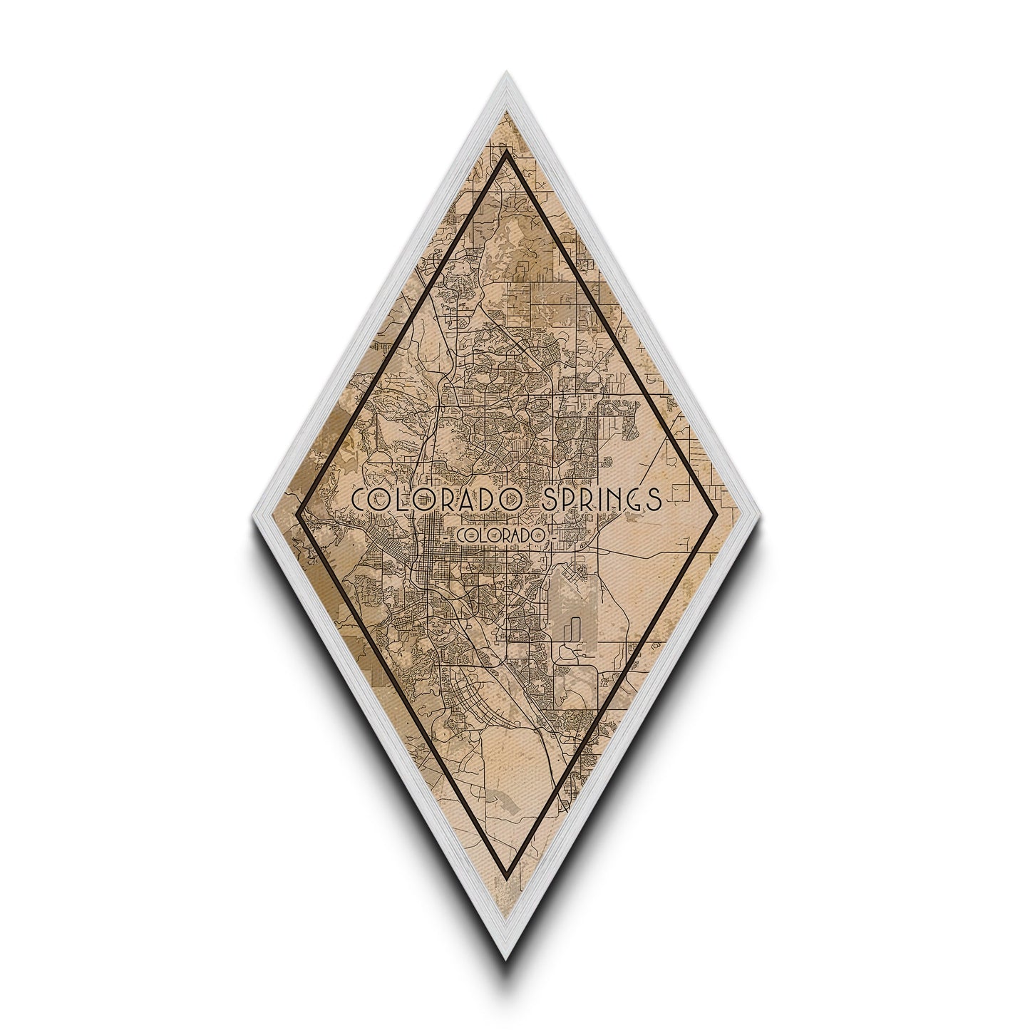 Colorado Springs Diamond Shaped Travel Poster, Custom Diamond Shaped Wall Art, City Map Canvas
