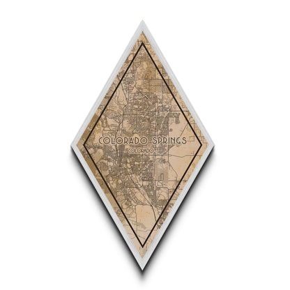 Colorado Springs Diamond Shaped Travel Poster, Custom Diamond Shaped Wall Art, City Map Canvas