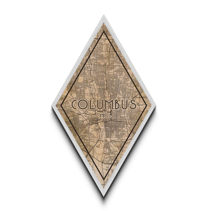 Columbus Diamond Shaped Travel Poster, Custom Diamond Shaped Wall Art, City Map Canvas