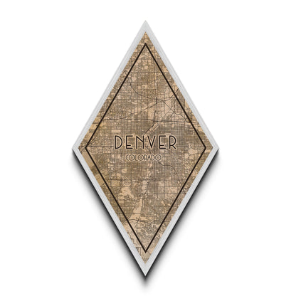 Denver Diamond Shaped Travel Poster, Custom Diamond Shaped Wall Art, City Map Canvas