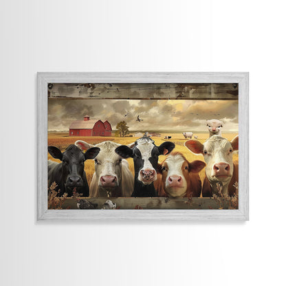 Cows and Sheep on the Farm | Framed Wall Art | Kitchen Decor | Minimalist Living Room Art | Country Art | Farmhouse Above Sofa Wall Art
