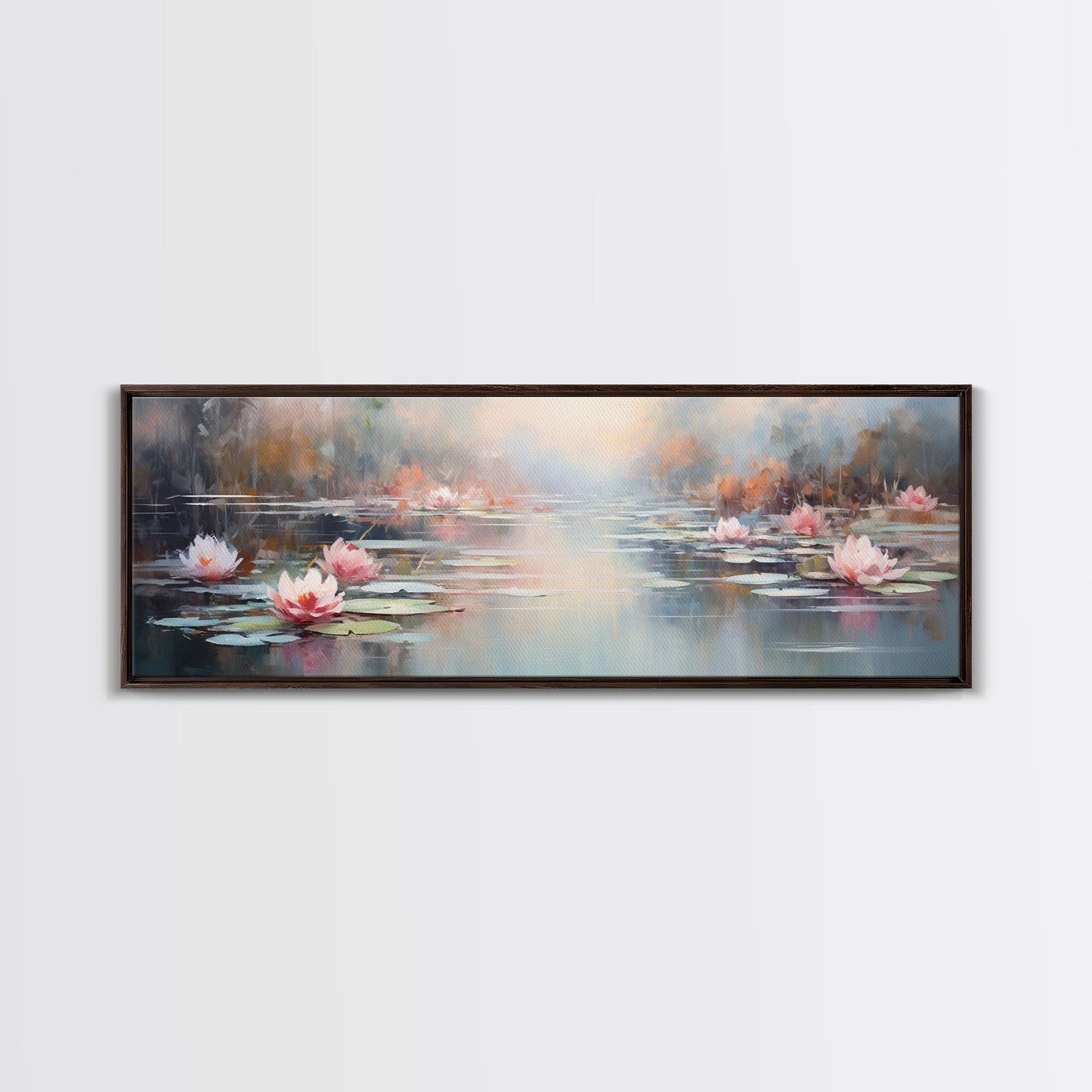 White Water Lilies Fantasy Decor, Framed Canvas Print, Ready To Hang, Floral Wall Art, Home Decor, Springtime Art, Farmhouse Art