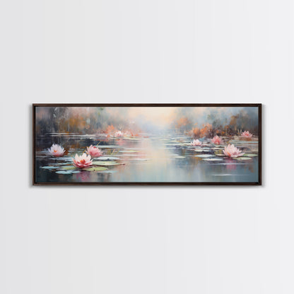 White Water Lilies Fantasy Decor, Framed Canvas Print, Ready To Hang, Floral Wall Art, Home Decor, Springtime Art, Farmhouse Art