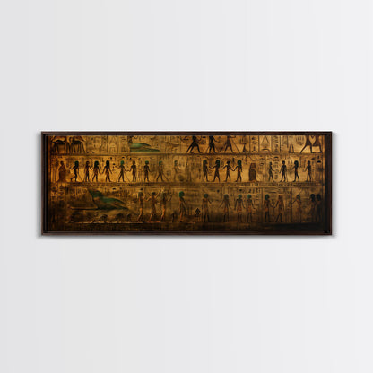 Egyptian Hieroglyphs, Framed Canvas Print, Unique Wall Art, Egyptian Inspired Wall Decor