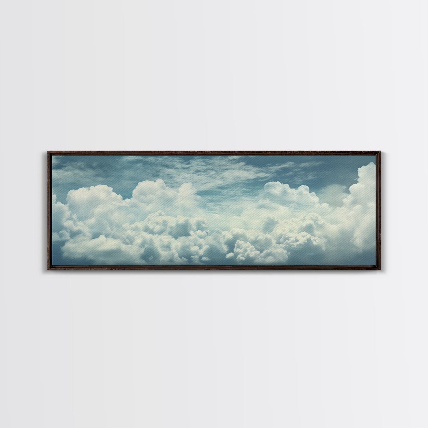 Panoramic Framed Canvas Wall Art Set Pastel Cloud Blue Sky Nature Landscape Prints Minimalist Modern Art Nature Wall Decor Framed Canvas