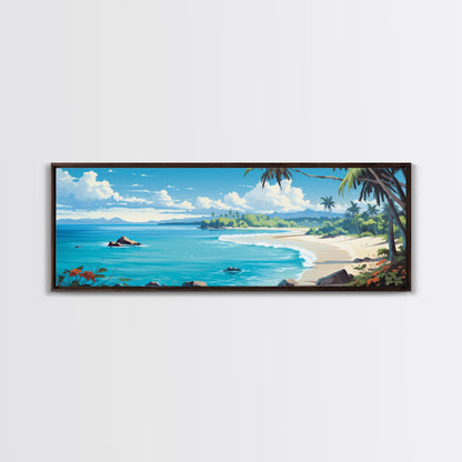 The Beach - Tropical Painting Framed Canvas Print - Hawaii Art - Tropical Decor - Above Sofa Wall Art - Wall Hanging