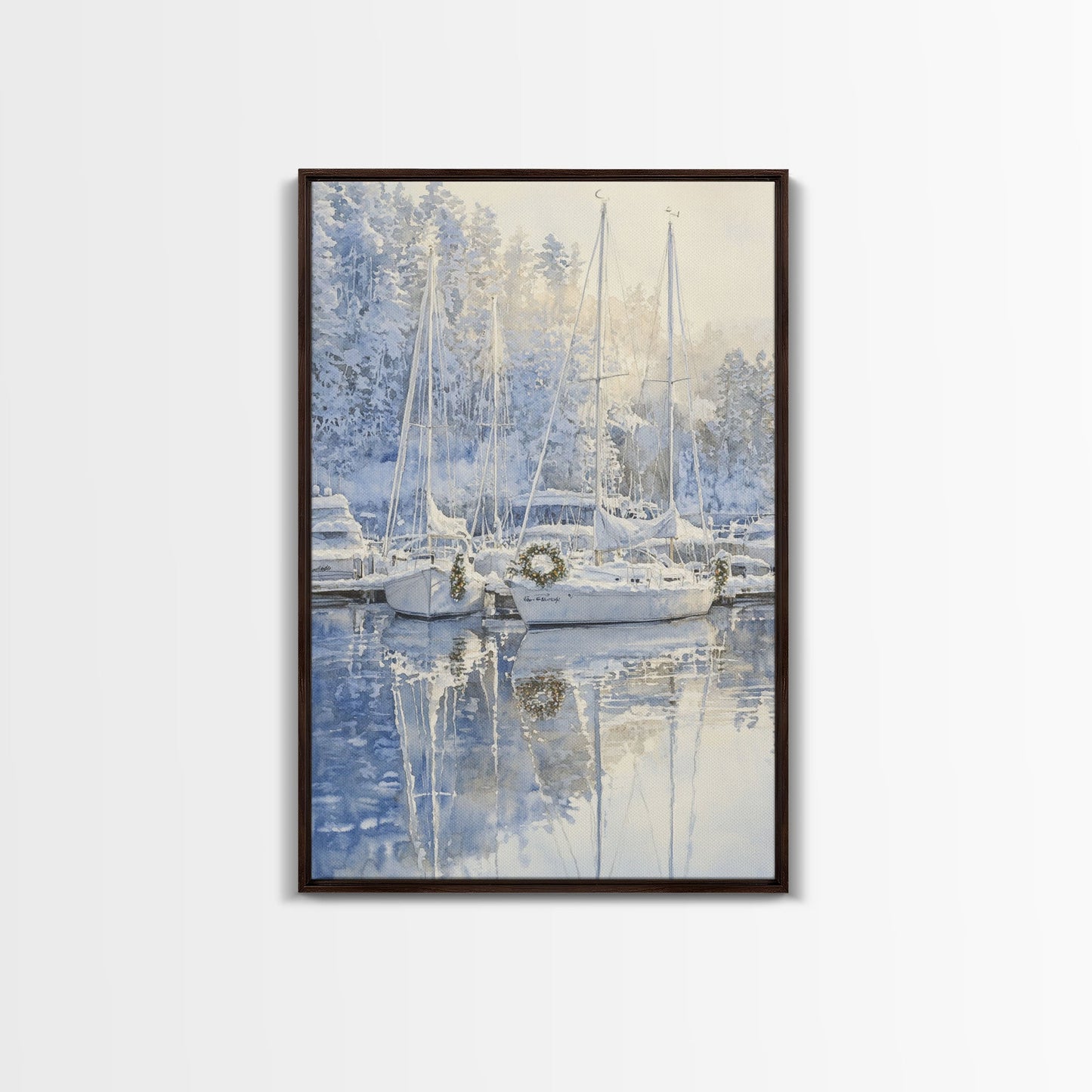 Nautical Christmas Decor, Sailboats On A Frozen Lake, 2024 Christmas Decor, Boho Christmas Decor, Christmas Mantle Decor