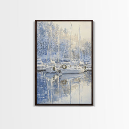 Nautical Christmas Decor, Sailboats On A Frozen Lake, 2024 Christmas Decor, Boho Christmas Decor, Christmas Mantle Decor