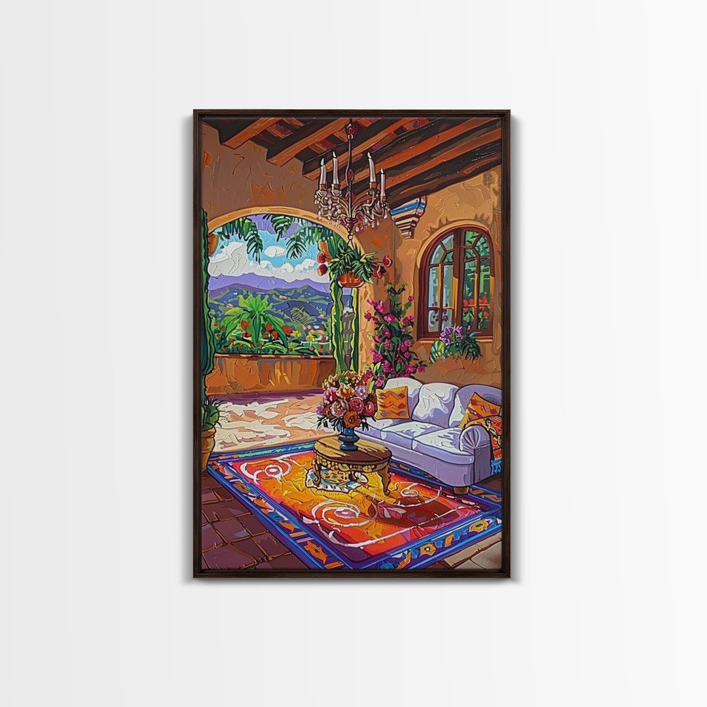 Cozy Southwestern Kitchen Framed Canvas Print Colorful Mexican Style Best Gift Home Decor Wall Art Bright Above Sofa Art