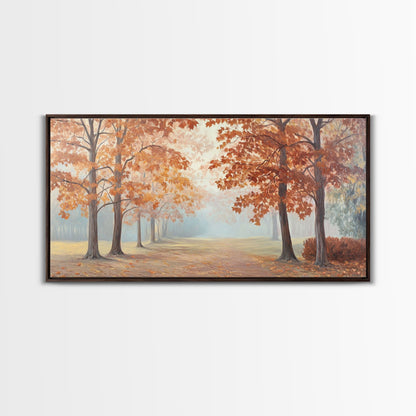 Elegant Christmas party with guests in formal attire by a Christmas tree Framed Canvas Print, holiday wall art for classy Christmas decor