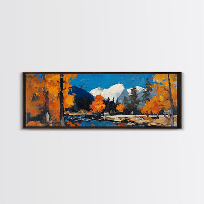 Landscape Wall Art Framed - Horizontal Landscape Print - Fall landscape Painting - Panoramic Landscape Wall Art - Woodlands Painting - Nature Art
