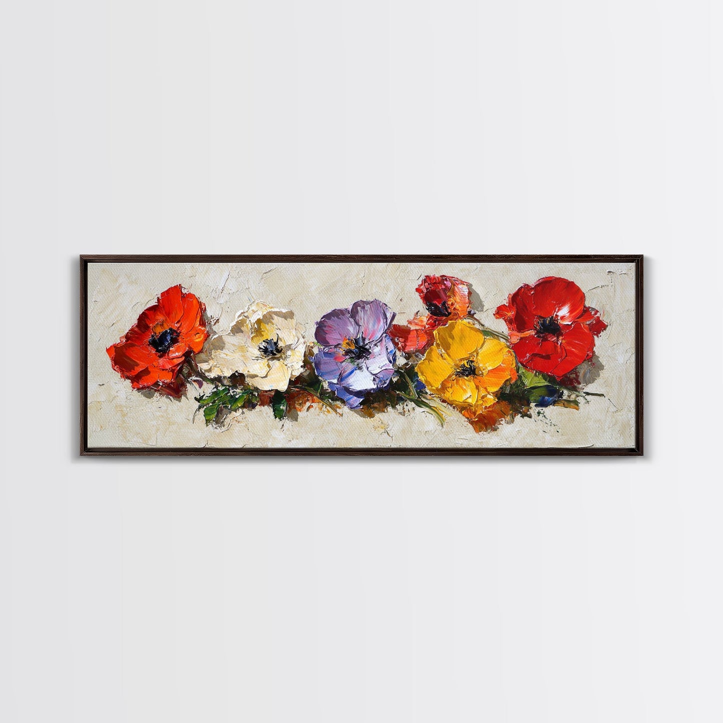 Framed Canvas Wall Art - Wild Flowers - Canvas Print - Impasto Style Oil Painting Print - Floral Botanical Wall Art - Wild Flowers