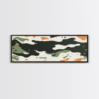 Camoflage, Camo Pattern Wall Art, Framed Canvas Print, Farmhouse Abstract Wall Art, Extra Wide Oversized Wall Art, Cammy Home Decor