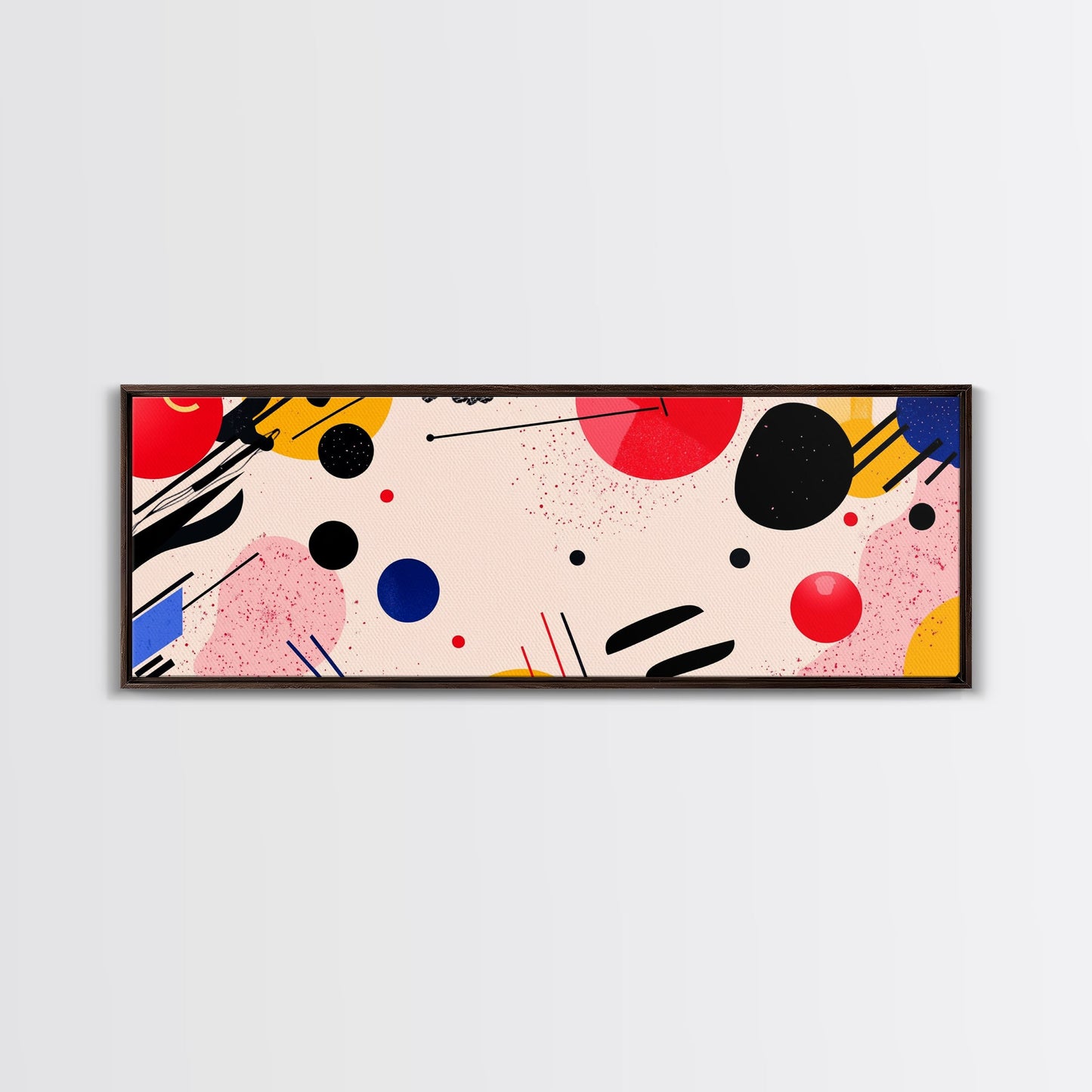 Retro 1990s Inspired Wall Art, Framed Canvas Print, Pink and Cerise Geometric Shapes, Boho Abstract Art, Modern Art / Home Decor