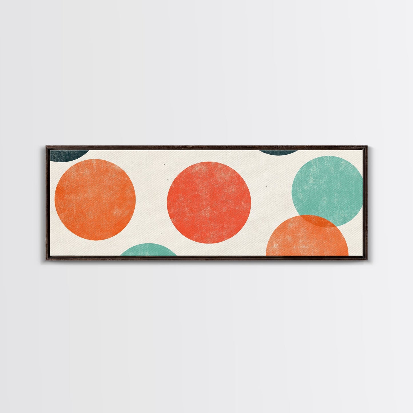 Orange and Green Wabi Sabi Wall Art, Framed Canvas Print, Abstract Wall Art, Minimalist / Neutral Circles Extra Wide Art