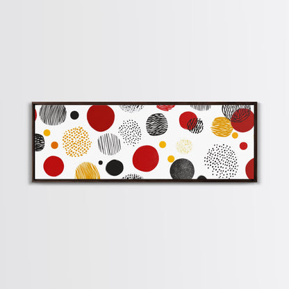 Polk Dots MCM Wall Decor, Framed Canvas, Canvas Print, Midcentury Modern Abstract Art, White Background, Eclectic Kitsch Home Decor