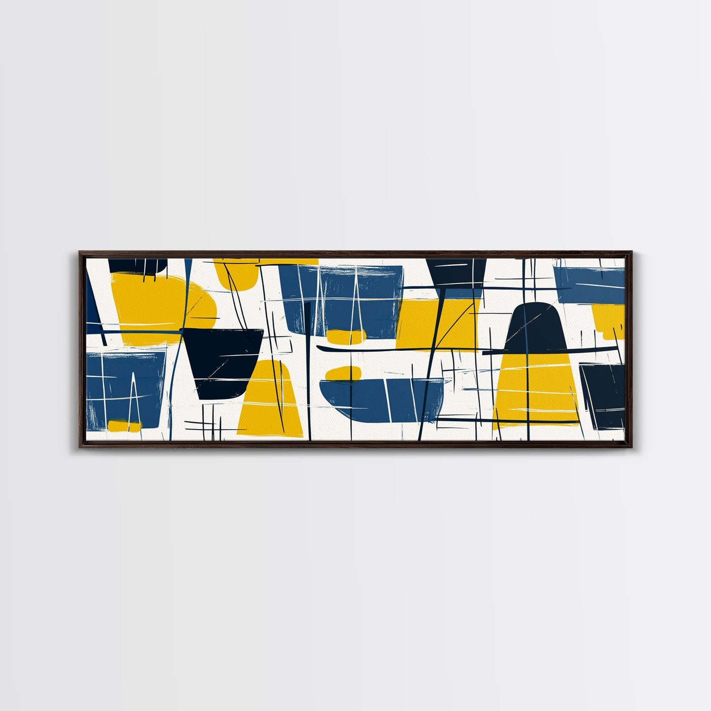 Large Colorful Abstract Painting - Blue, Yellow and Black Abstract Art - Abstract Art Large Canvas Modern Art for Above Sofa