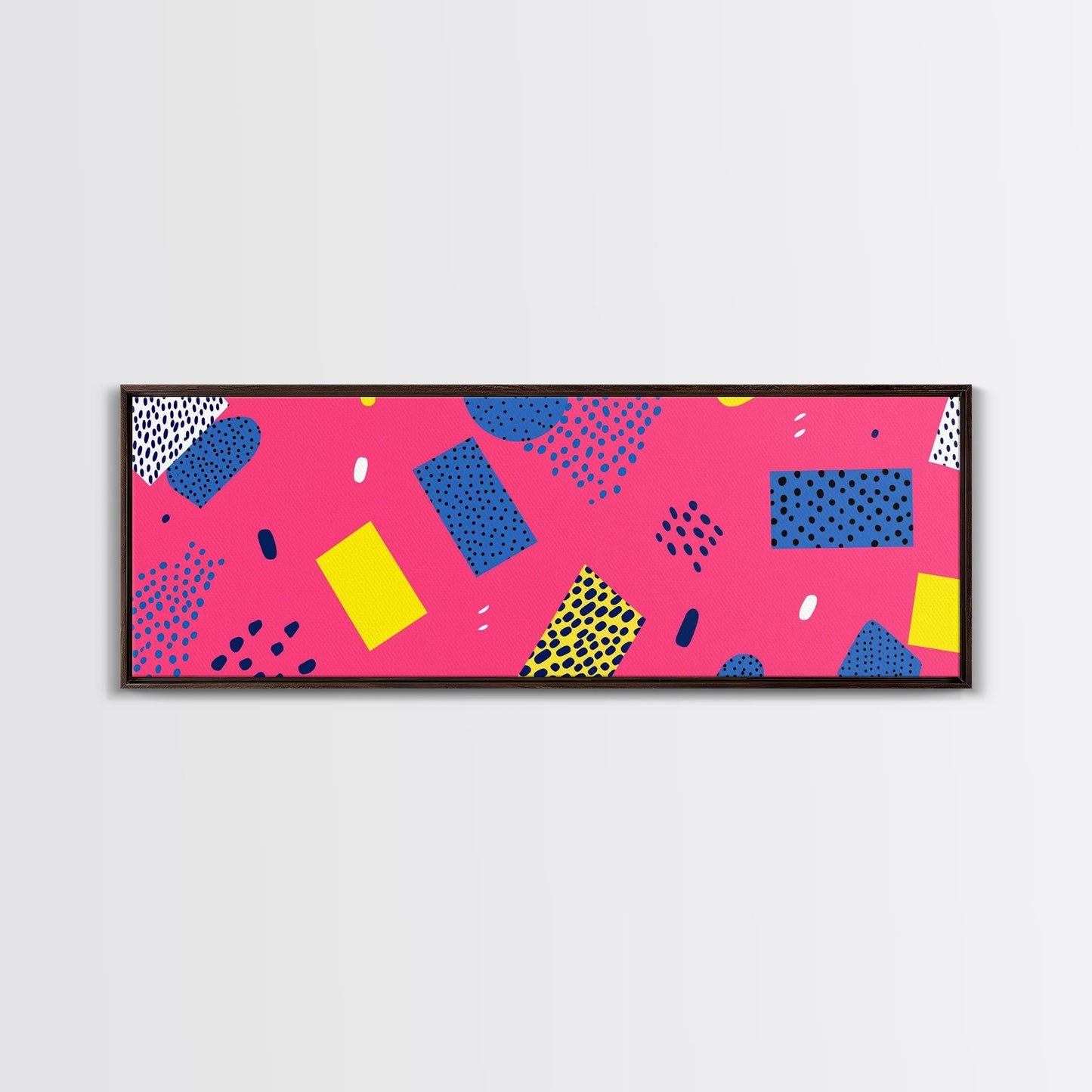 Retro 90s Style Mall Art, Framed Canvas Print, 1990s American Mall Inspired Wall Art, Retro Decor, Fuschia Pink and Blue Eye Catching Wall Art