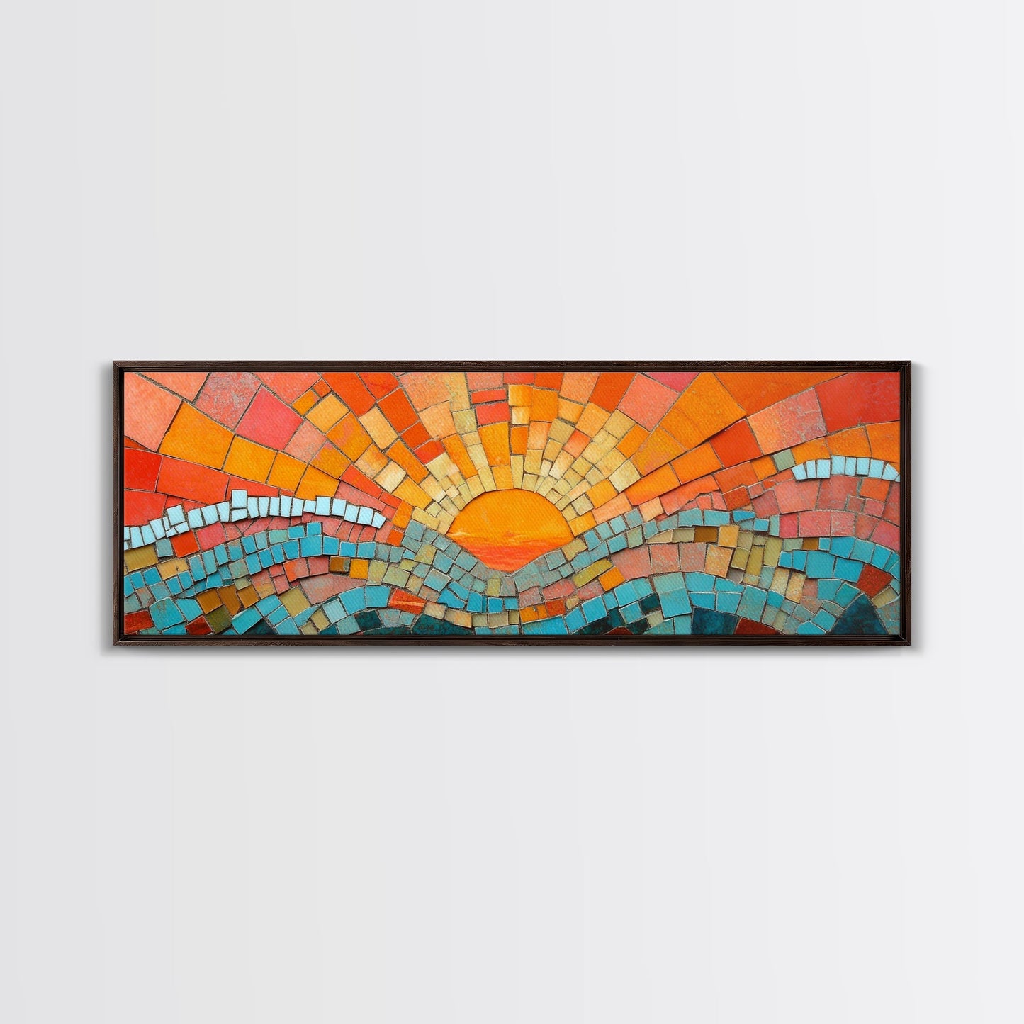 Sunset Mosaic Tiles Canvas Print - Retro Home Decor - MCM Style Wall Art - Above Sofa Canvas Art - Mosaic Artwork