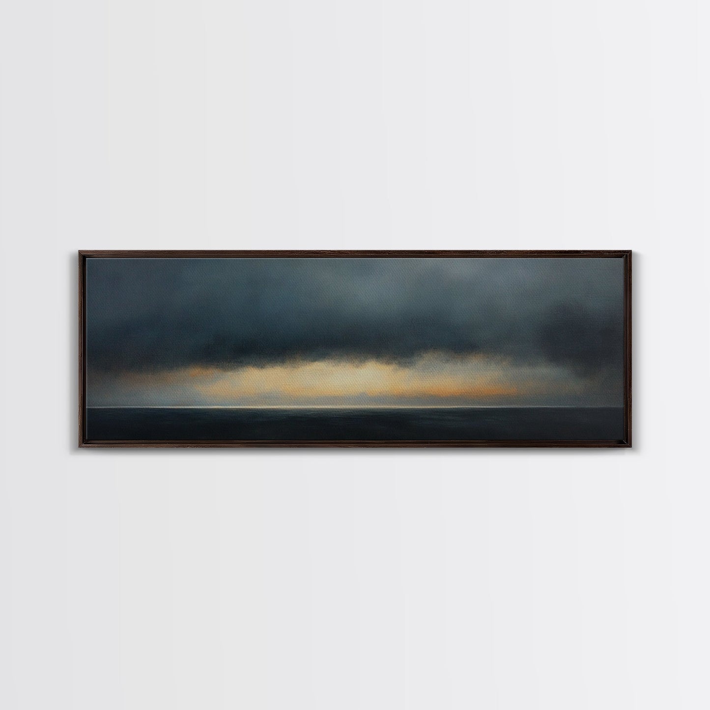 Prelude - Storm Over The Calm Sea - Framed Canvas Print - Dark and Moody Decor - Seascape Painting - Unique Wall Art