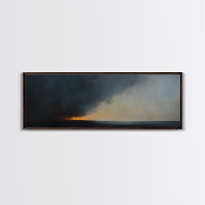 Storm Clouds Rolling In - Framed Canvas Print - Dark and Moody Landscape Painting - Seascape Painting - Ocean Art - Nautical Decor
