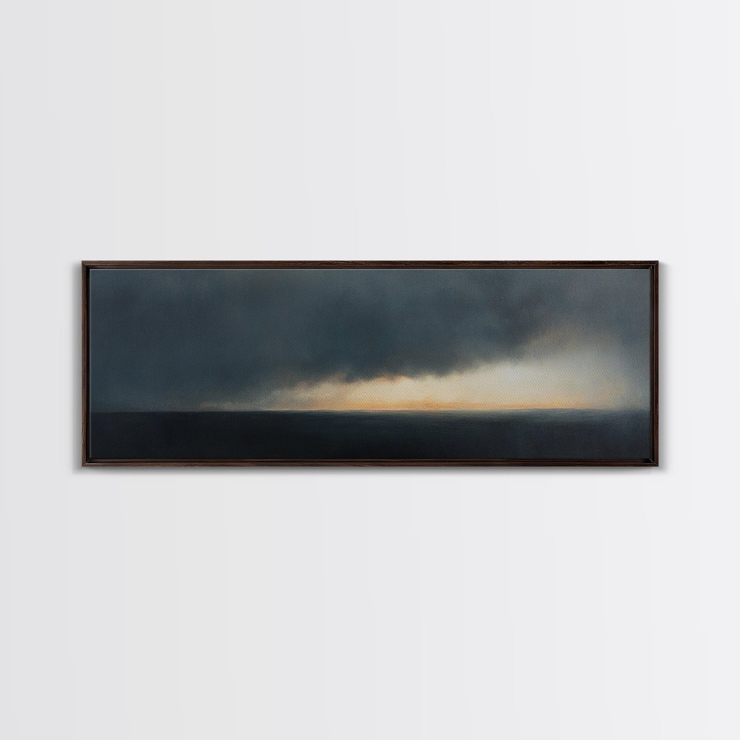 Storm On The Horizon - Panoramic Seascape Painting Print - Subdued Wall Art - Moody Decor - Boho Style Minimalist Landscape Painting
