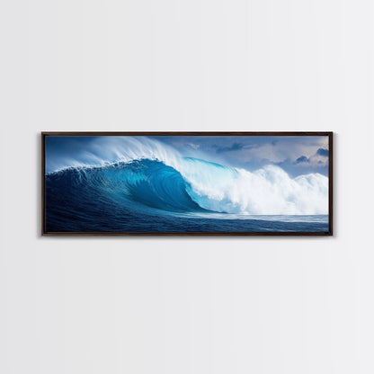 The Wave - Huge 40 Foot Wave - Surfer Decor - Framed Canvas Print - Nautical Decor - Nautical Art - Seascape Painting