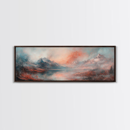 Subdued / Moody Panoramic Landscape Painting Print, Framed Canvas Art Print, Living Room Wall Art, Minimalist Art, Dark Decor