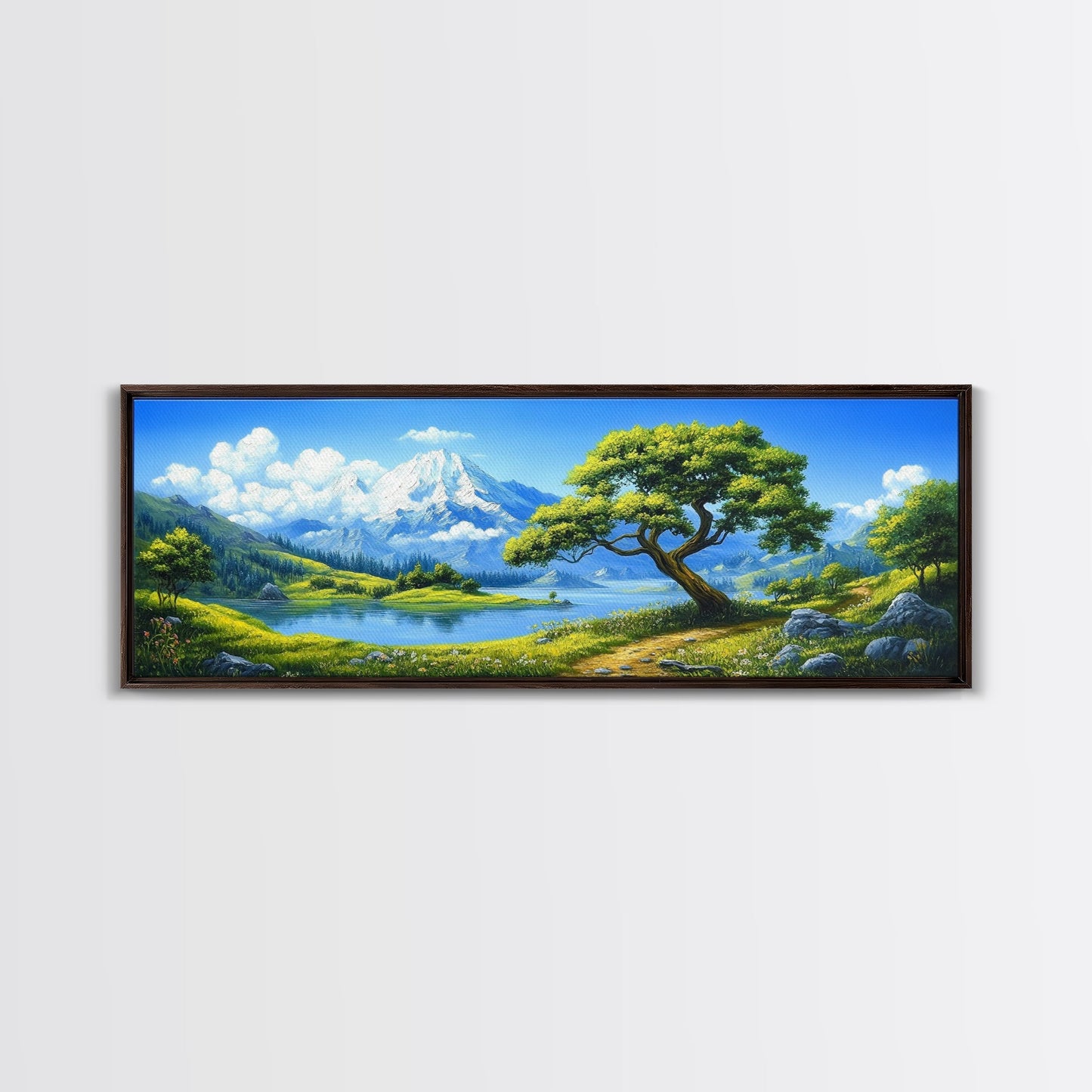 Vintage Oil Painting Canvas Print, Wall Art, Nature Painting, Panoramic Landscape Painting, Large Gallery Art