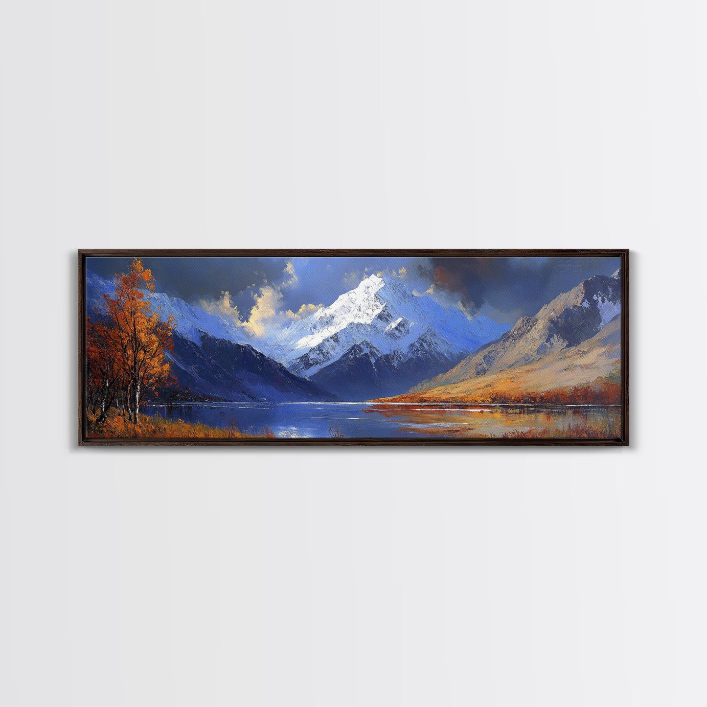 Landscape Wall Art - Framed, Horizontal Landscape Print, Panoramic Landscape Wall Art, Oil Painting Landscape, Above Bed Long Wide Print, Modern Wall Art